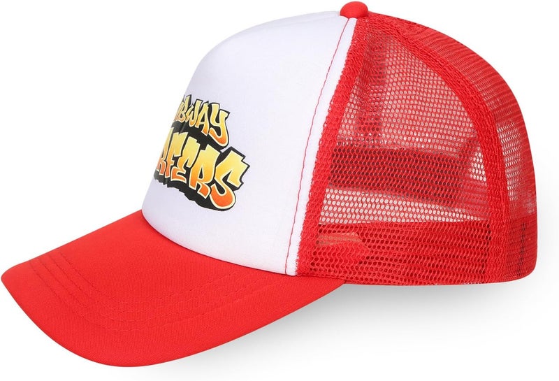 SockFrenzy Red and White Baseball Caps Summer Breathable Mesh Snapback Unisex Running Trucker Hat - Image 1